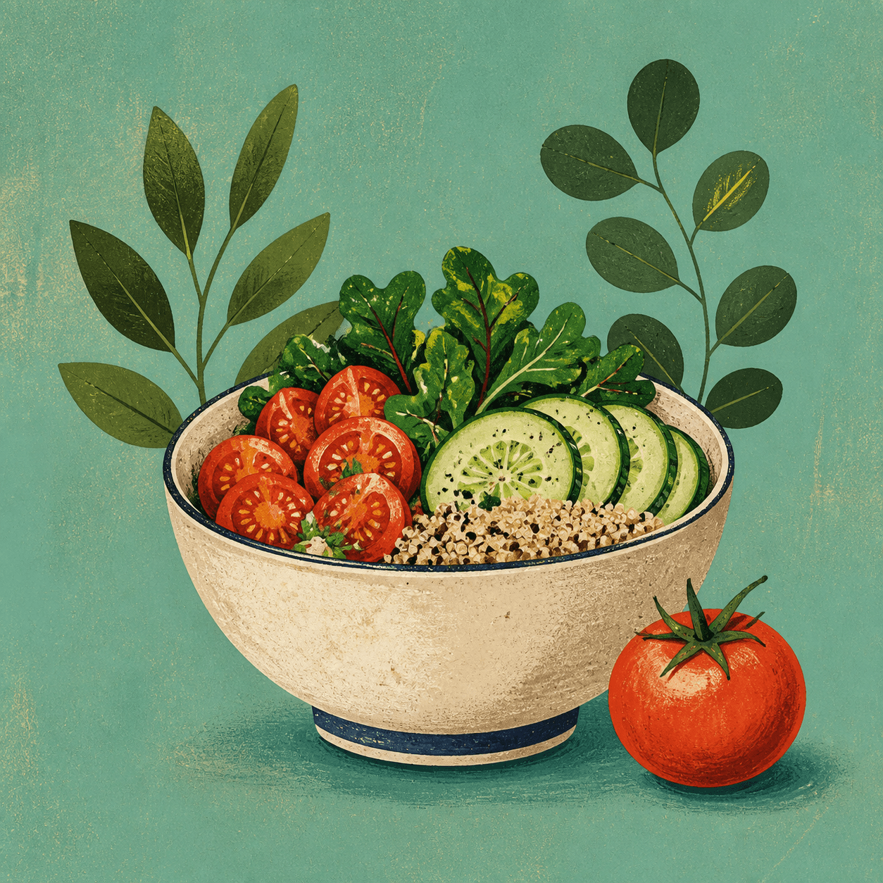 A colorful lunch bowl illustration